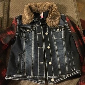 Jean and flannel coat